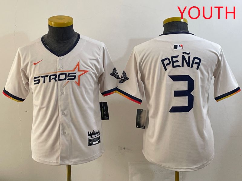 Youth Houston Astros 3 Pena Cream Three generations Joint Name 2025 Nike MLB Jersey style 4116